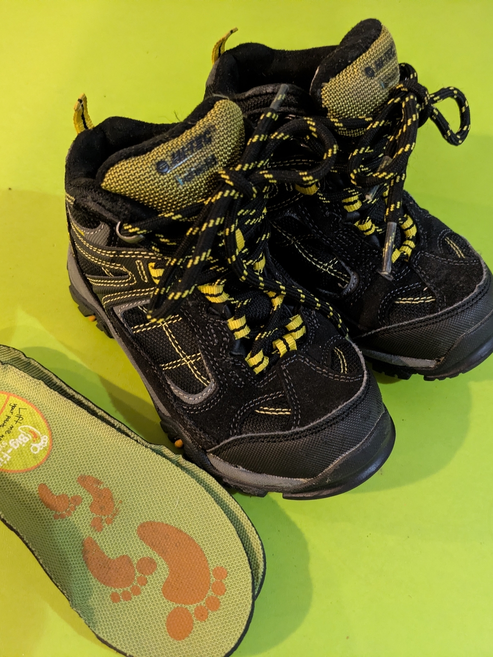 Hi-Tec Black and Yellow Kids Hiking Boots